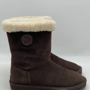 Michael Kors Dark Brown Suede Boots with Cream Fur